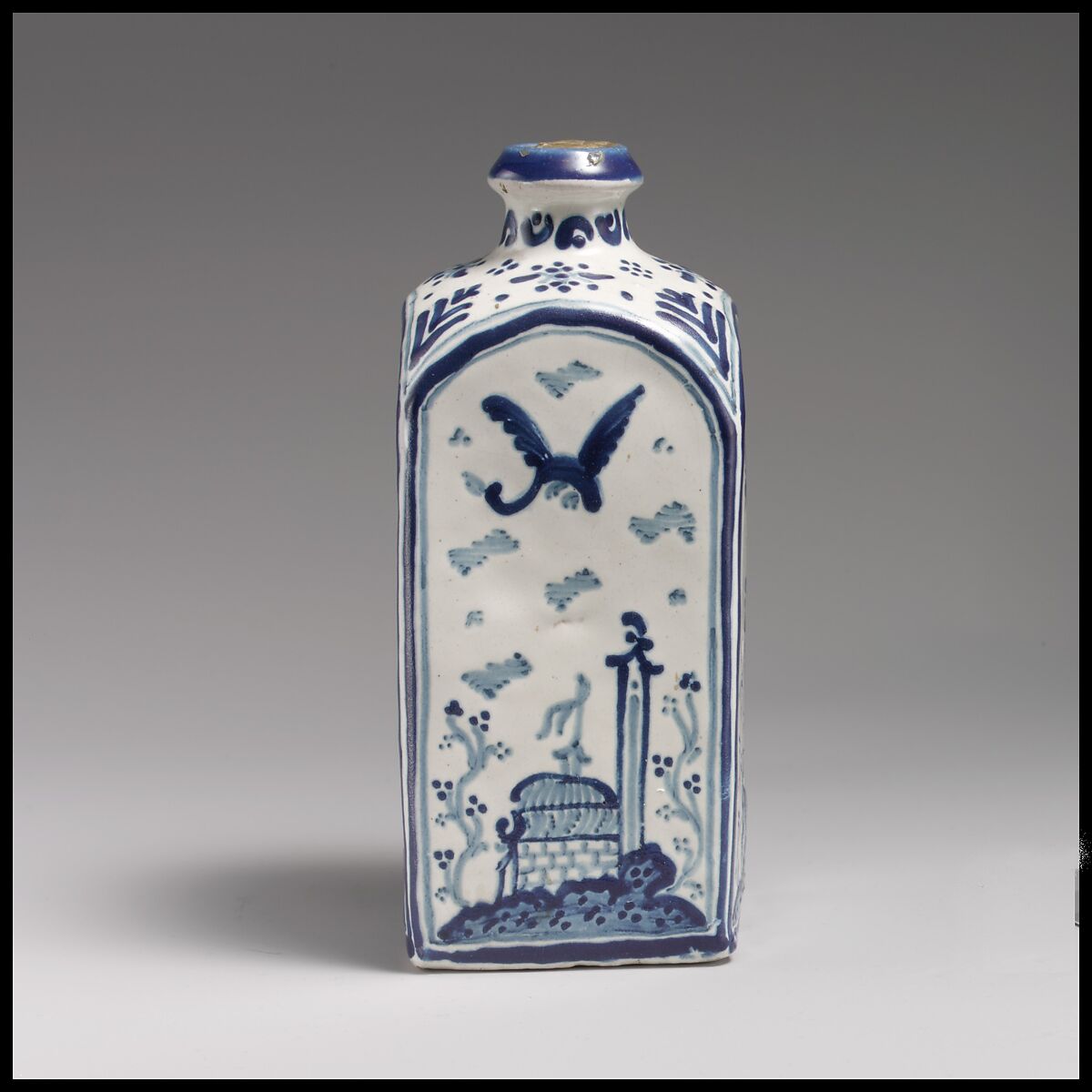 Bottle, Tin-glazed earthenware, Mexican 