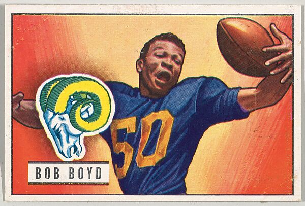 Card Number 113, Bob Boyd, End, Los Angeles Rams, from the Bowman Football series (R407-3) issued by Bowman Gum, Issued by Bowman Gum Company, Commercial color lithograph 
