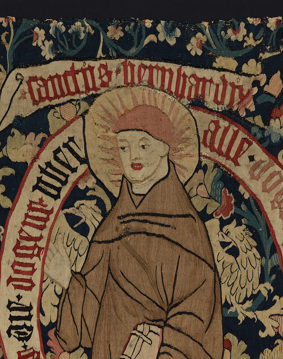 Allegorical Tapestry with Sages of the Past, Linen, wool, brass metal-strip-wrapped silk, German