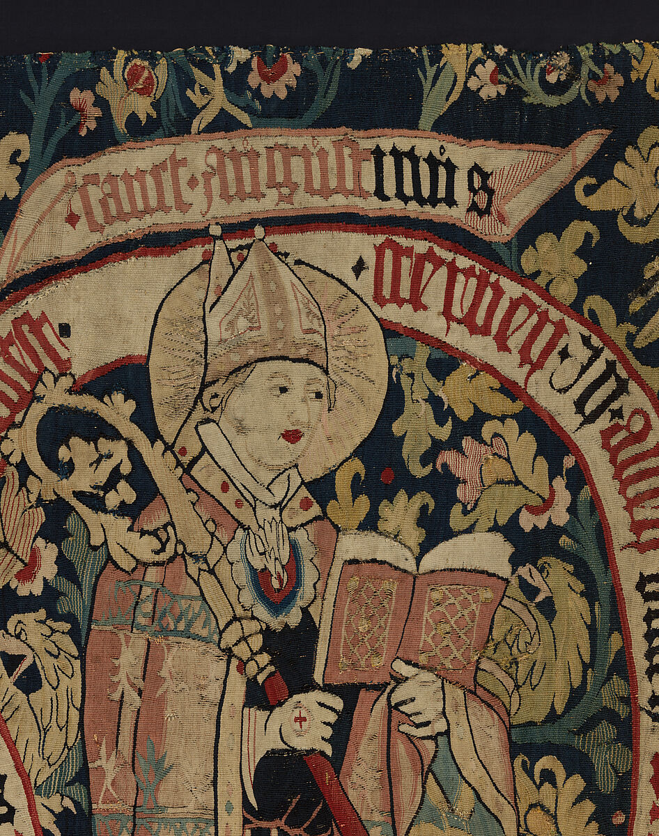 Allegorical Tapestry with Sages of the Past, Linen, wool, brass metal-strip-wrapped silk, German