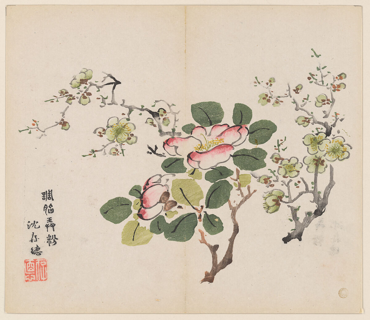 Page from the Ten Bamboo Studio Manual of Painting and Calligraphy, Illustrated by Hu Zhengyan (Chinese, 1584/5–1673/4)  , and others, Individual leaf from a printed book; ink and color on paper, China 