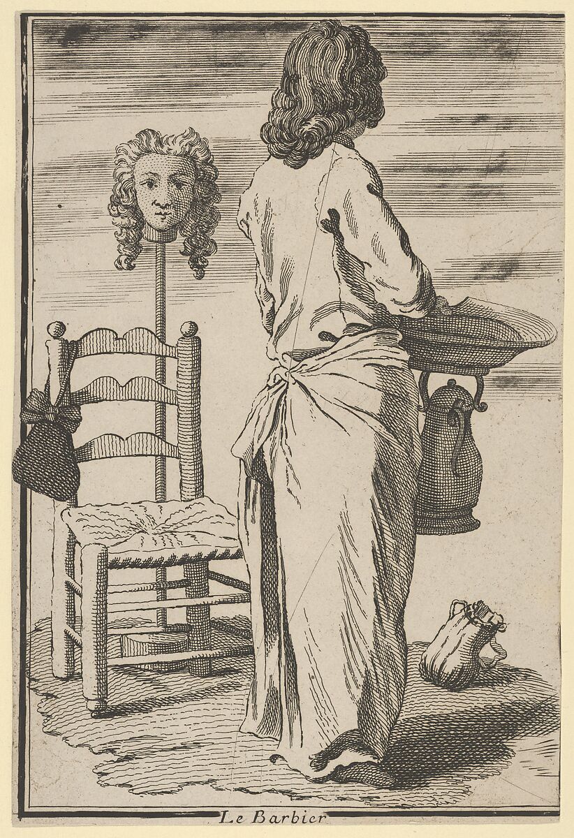 The Barber, Anonymous, French, 18th century, Etching 