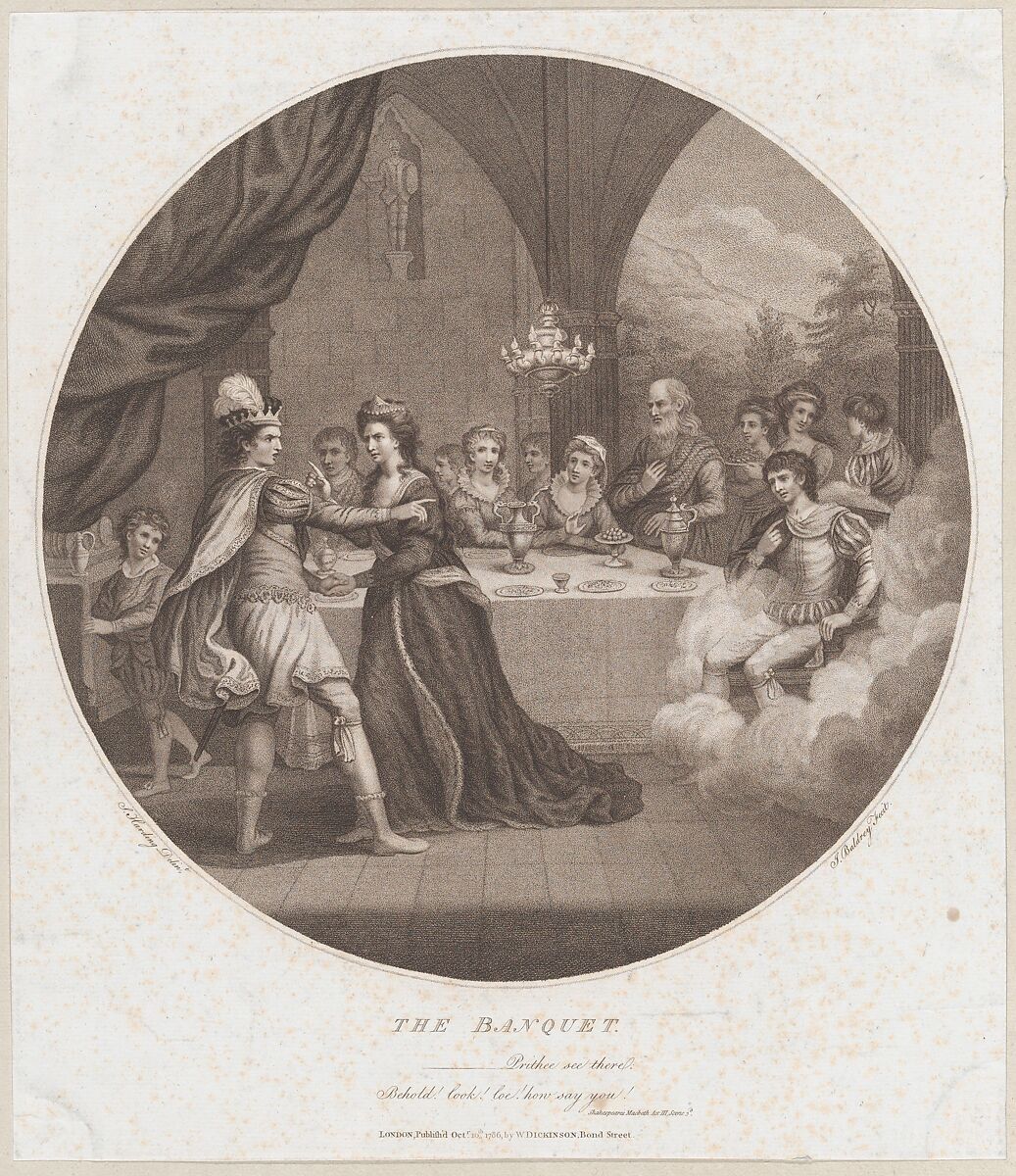 The Banquet (Shakespeare, Macbeth, Act 3, Scene 3), John Baldrey (British, 1758–after 1792), Stipple engraving 