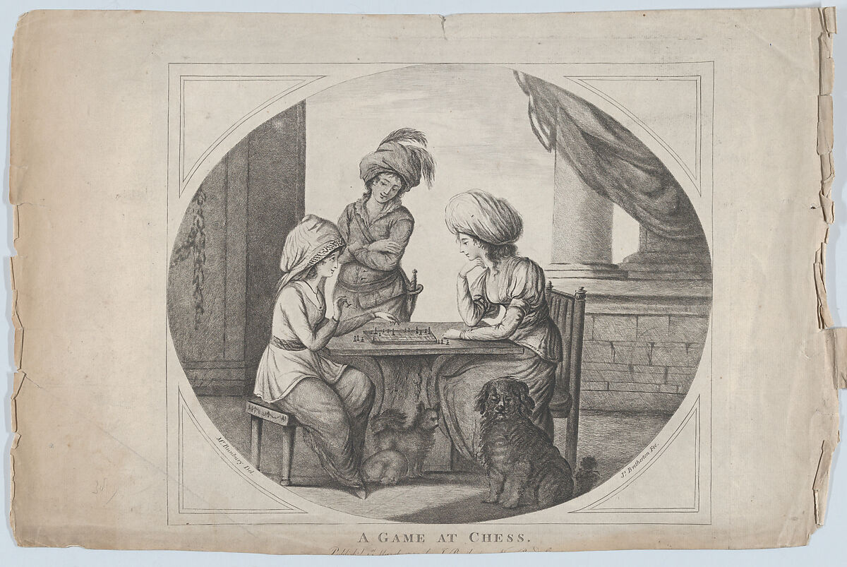A Game at Chess, James Bretherton (British, active 1750–99), Etching and drypoint 
