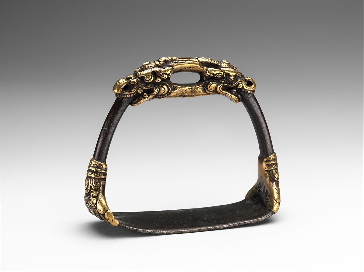 Stirrup, Iron, copper alloy (brass), Tibetan or Mongolian 