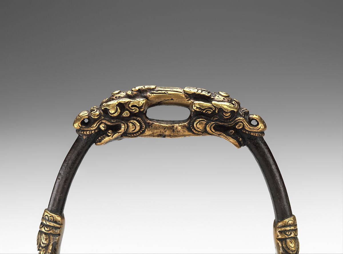 Stirrup, Iron, copper alloy (brass), Tibetan or Mongolian