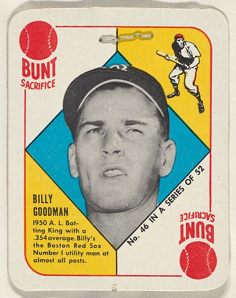 Card  Number 46, Billy Goodman, Boston Red Sox, from the Topps Red/ Blue Backs series (R414-5) issued by Topps Chewing Gum Company, Issued by Topps Chewing Gum Company (American, Brooklyn), Commercial color lithograph 