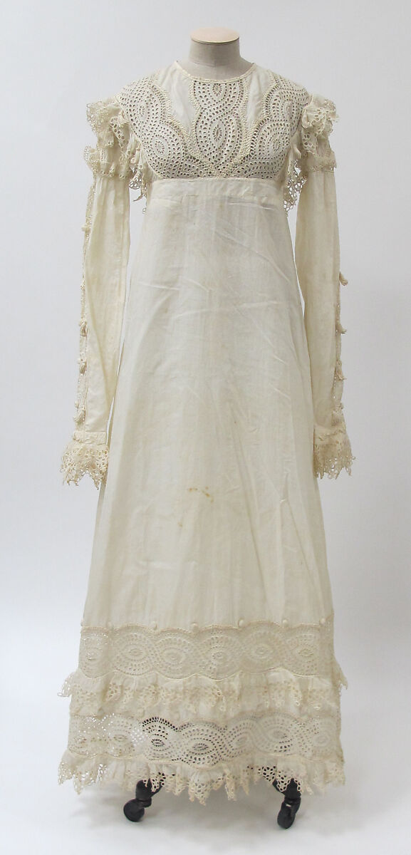 Dress, cotton, linen, probably British 