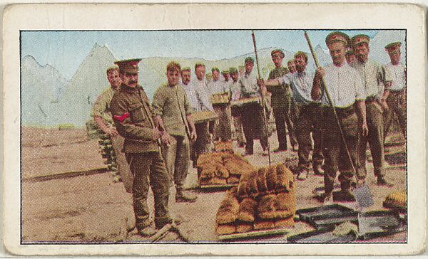 Card No. 51, Bread for the British Soldiers in France, from the World War I Scenes series (T121) issued by Sweet Caporal Cigarettes, Issued by American Tobacco Company, Photolithograph 