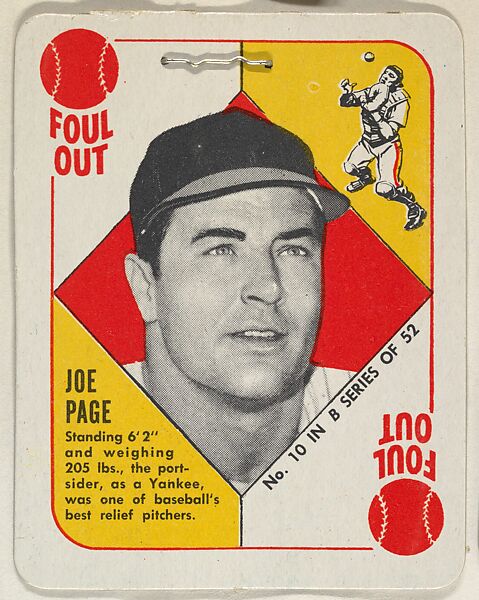 Card Number 10, Joe Page, Pitcher, New York Yankees, from the Topps Red/ Blue Backs series (R414-5) issued by Topps Chewing Gum Company, Issued by Topps Chewing Gum Company (American, Brooklyn), Commercial color lithograph 