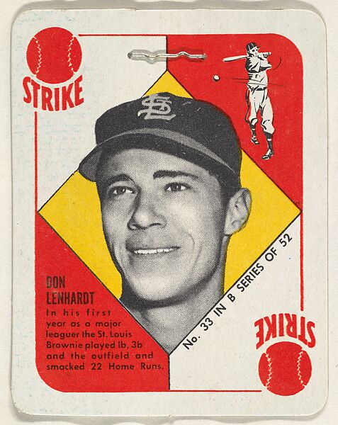 Card Number 33, Don Lenhardt, St. Louis Browns, from the Topps Red/ Blue Backs series (R414-5) issued by Topps Chewing Gum Company, Issued by Topps Chewing Gum Company (American, Brooklyn), Commercial color lithograph 