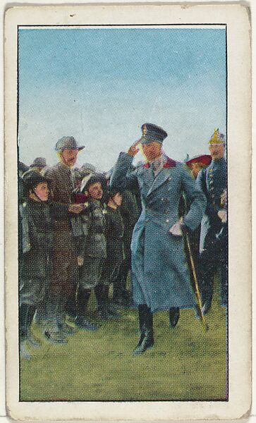 Card No. 79, German Crown Prince and Boy Scouts, from the World War I Scenes series (T121) issued by Sweet Caporal Cigarettes, Issued by American Tobacco Company, Photolithograph 