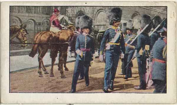 Card No. 92, This Picture Shows the King of Denmark Inspecting the Guard of Honor of the H. A. C. at the Guildhall, from the World War I Scenes series (T121) issued by Sweet Caporal Cigarettes, Issued by American Tobacco Company, Photolithograph 