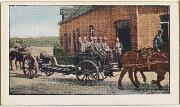Card No. 100, The Retreat of the Germans from Paris, from the World War I Scenes series (T121) issued by Sweet Caporal Cigarettes, Issued by American Tobacco Company, Photolithograph 