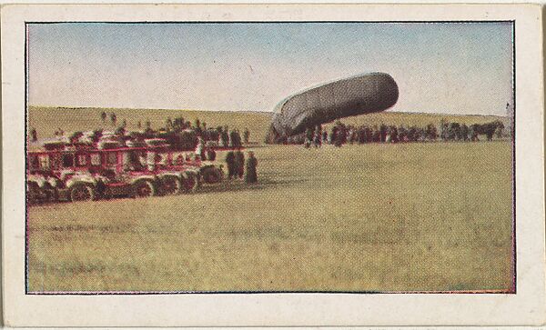 Card No. 105, Raising a German Signal Balloon, from the World War I Scenes series (T121) issued by Sweet Caporal Cigarettes, Issued by American Tobacco Company, Photolithograph 