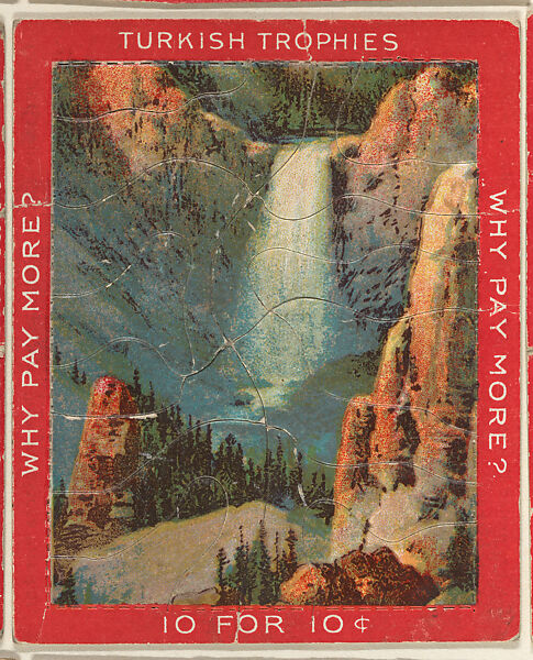 Yellowstone Falls, from the Jigsaw Puzzle Pictures series (T76) issued by Turkish Trophies Cigarettes, Issued by Turkish Trophies Cigarettes, Commercial color lithograph 