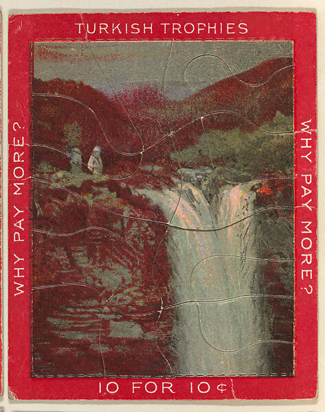 Merging Waterfalls, from the Jigsaw Puzzle Pictures series (T76) issued by Turkish Trophies Cigarettes, Issued by Turkish Trophies Cigarettes, Commercial color lithograph 