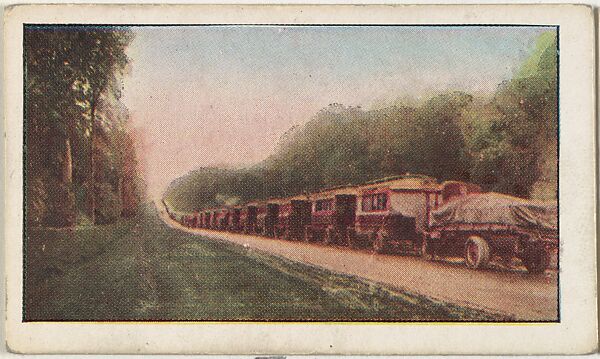 Card No. 124, French Motor Busses Used for War Purposes, from the World War I Scenes series (T121) issued by Sweet Caporal Cigarettes, Issued by American Tobacco Company, Photolithograph 