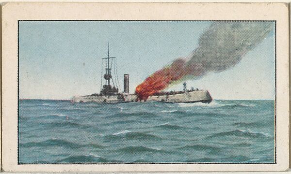 Card No. 133, The German Cruiser "Mainz" Sent to Her Doom During the Naval Battle in Heligoland Bight, from the World War I Scenes series (T121) issued by Sweet Caporal Cigarettes, Issued by American Tobacco Company, Photolithograph 