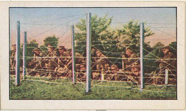 Card No. 140, British Soldiers Coolly Awaiting a Charge From the Enemy's Cavalry, from the World War I Scenes series (T121) issued by Sweet Caporal Cigarettes, Issued by American Tobacco Company, Photolithograph 