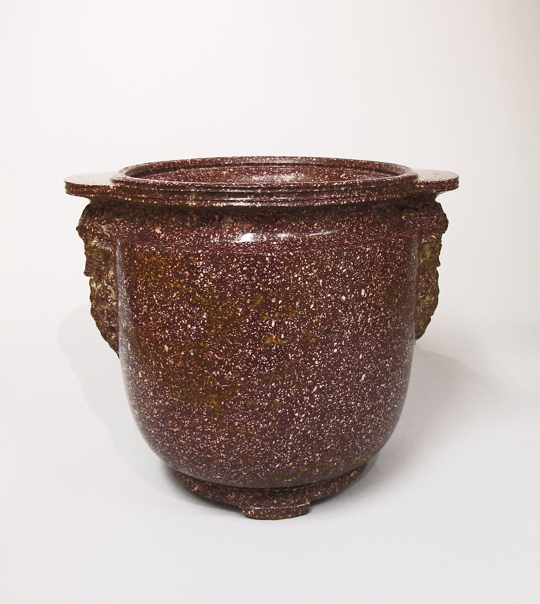 Porphyry vessel with bearded masks, Porphyry, Roman