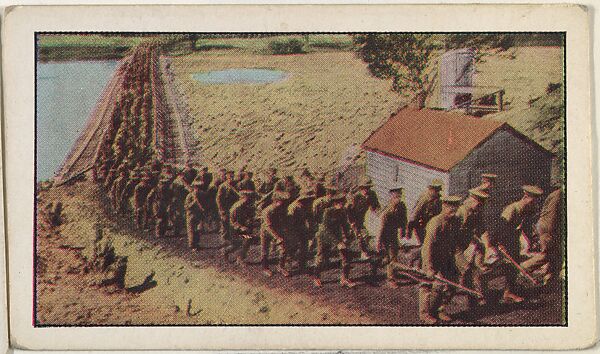Card No. 148, Canadian Troops on Way to Embark to Help Allies, from the World War I Scenes series (T121) issued by Sweet Caporal Cigarettes, Issued by American Tobacco Company, Photolithograph 