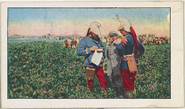 Card No. 152, A German War Prisoner in the Hands of French Staff Officers, from the World War I Scenes series (T121) issued by Sweet Caporal Cigarettes, Issued by American Tobacco Company, Photolithograph