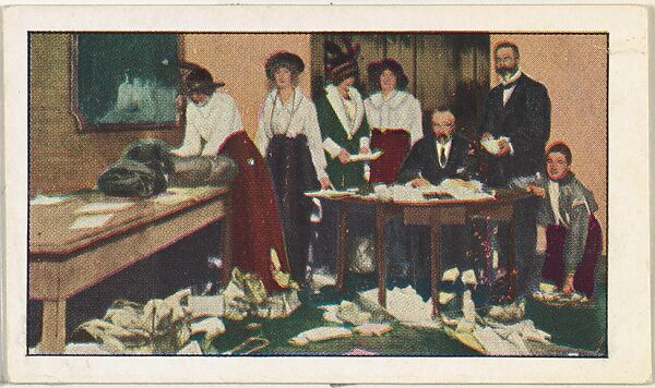 Card No. 156, Russian Grand Duke Collects Gloves to be Sent to "Tommy Atkins" at the Front, from the World War I Scenes series (T121) issued by Sweet Caporal Cigarettes, Issued by American Tobacco Company, Photolithograph 