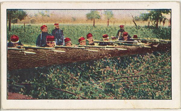Card No. 162, Belgians Defending Approach to Antwerp, from the World War I Scenes series (T121) issued by Sweet Caporal Cigarettes, Issued by American Tobacco Company, Photolithograph 