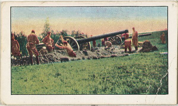 Card No. 173, Big British Guns Placed in Position in France, from the World War I Scenes series (T121) issued by Sweet Caporal Cigarettes, Issued by American Tobacco Company, Photolithograph 
