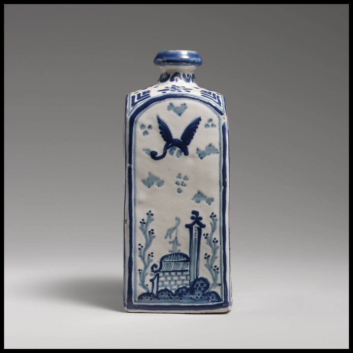 Bottle, Tin-glazed earthenware, Mexican 