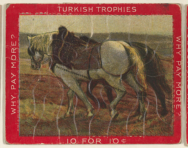 Working Horses, from the Jigsaw Puzzle Pictures series (T76) issued by Turkish Trophies Cigarettes, Issued by Turkish Trophies Cigarettes, Commercial color lithograph 