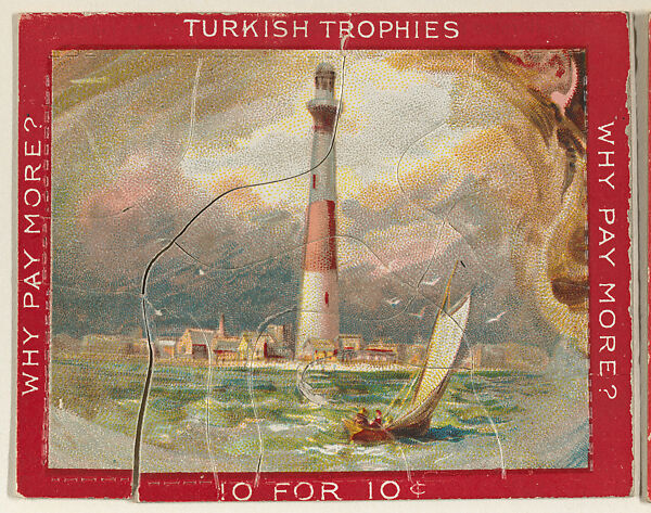 A Lighthouse, from the Jigsaw Puzzle Pictures series (T76) issued by Turkish Trophies Cigarettes, Issued by Turkish Trophies Cigarettes, Commercial color lithograph