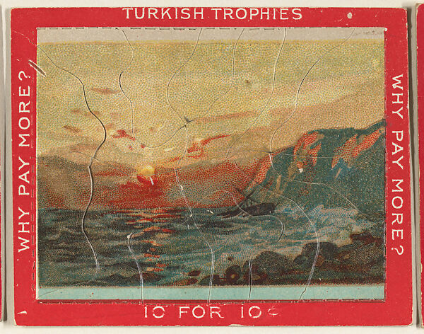 A Seascape at Sunset, from the Jigsaw Puzzle Pictures series (T76) issued by Turkish Trophies Cigarettes, Issued by Turkish Trophies Cigarettes, Commercial color lithograph