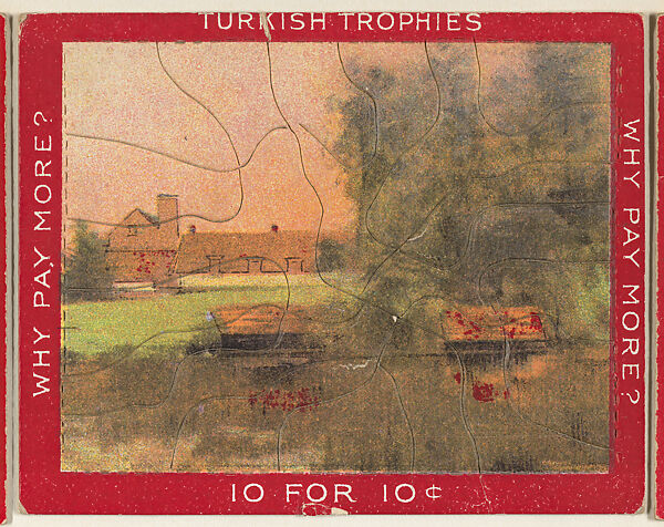 A Field with a House in the Distance, from the Jigsaw Puzzle Pictures series (T76) issued by Turkish Trophies Cigarettes, Issued by Turkish Trophies Cigarettes, Commercial color lithograph 