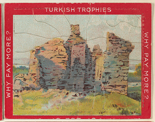 Ruins in a Landscape, from the Jigsaw Puzzle Pictures series (T76) issued by Turkish Trophies Cigarettes, Issued by Turkish Trophies Cigarettes, Commercial color lithograph 
