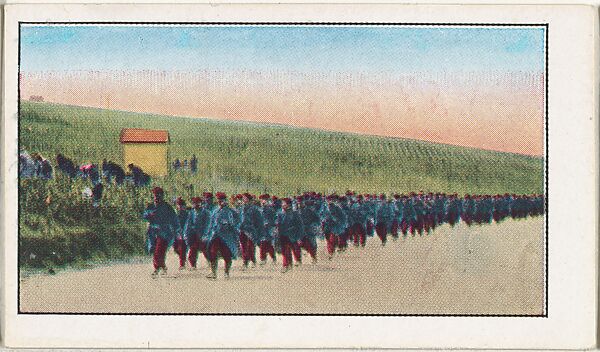 Card No. 194, Peace and War in the Champagne Country, from the World War I Scenes series (T121) issued by Sweet Caporal Cigarettes, Issued by American Tobacco Company, Photolithograph 