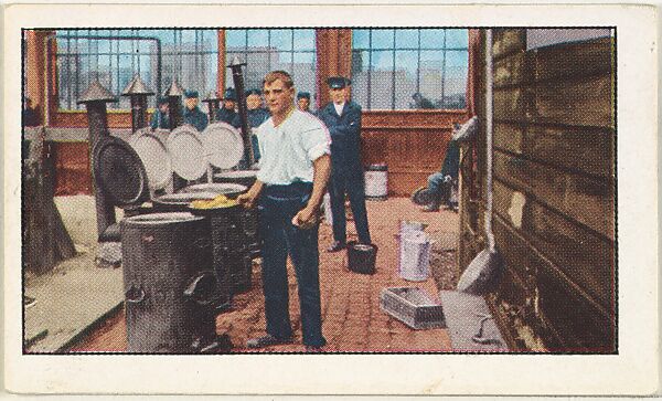 Card No. 198, British Boxer Now Prepares Food for Comrades at Front, from the World War I Scenes series (T121) issued by Sweet Caporal Cigarettes, Issued by American Tobacco Company, Photolithograph 