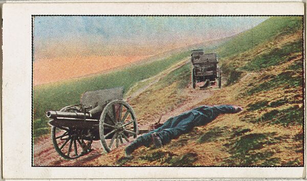 Card No. 209, Deserted Field Artillery After a Battle in the Mountains of Servia, from the World War I Scenes series (T121) issued by Sweet Caporal Cigarettes, Issued by American Tobacco Company, Photolithograph 