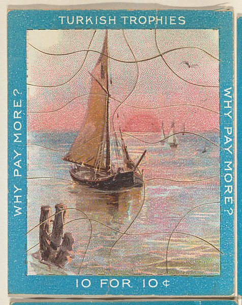 View of Sailboats, from the Jigsaw Puzzle Pictures series (T76) issued by Turkish Trophies Cigarettes, Issued by Turkish Trophies Cigarettes, Commercial color lithograph 