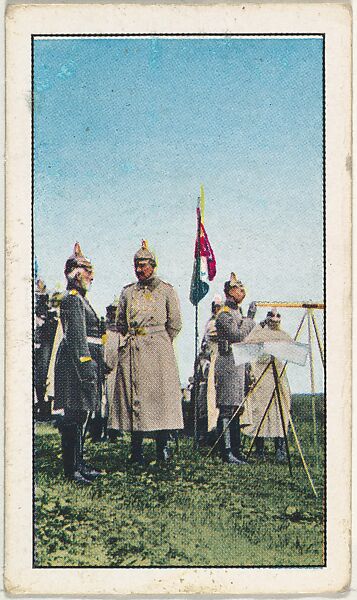 Card No. 199, Kaiser Keeps in Close Touch With His Men in the Field, from the World War I Scenes series (T121) issued by Sweet Caporal Cigarettes, Issued by American Tobacco Company, Photolithograph 