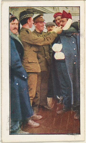 Card No. 229, A Scene on the Boat Between Ostend and England, from the World War I Scenes series (T121) issued by Sweet Caporal Cigarettes, Issued by American Tobacco Company, Photolithograph 