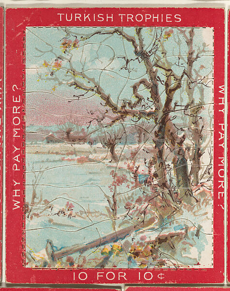 Landscape with Barren Trees at Right, from the Jigsaw Puzzle Pictures series (T76) issued by Turkish Trophies Cigarettes, Issued by Turkish Trophies Cigarettes, Commercial color lithograph