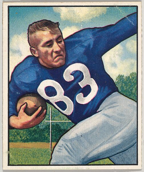 Card Number 83, Lowell Tew, Halfback, New York Yanks, from the Bowman Football series (R407-2) issued by Bowman Gum, Issued by Bowman Gum Company, Commercial color lithograph 