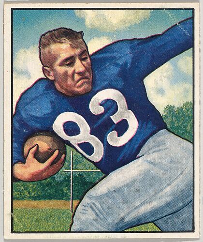 Card Number 83, Lowell Tew, Halfback, New York Yanks, from the Bowman Football series (R407-2) issued by Bowman Gum