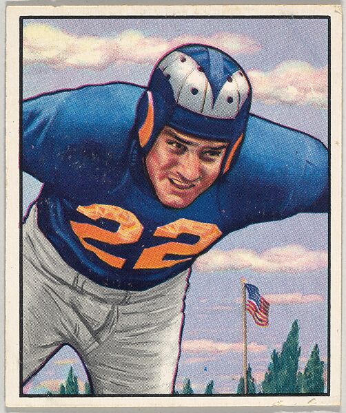 Card Number 85, Fred Naumetz, Center, Los Angeles Rams, from the Bowman Football series (R407-2) issued by Bowman Gum, Issued by Bowman Gum Company, Commercial color lithograph 