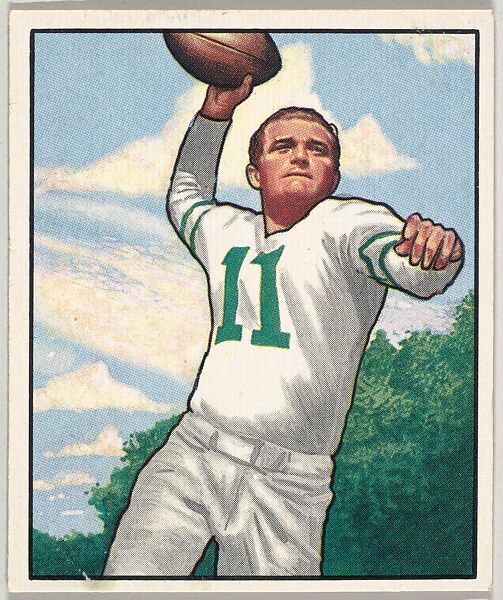 Card Number 95, Tommy Thompson, Quarterback, Philadelphia Eagles, from the Bowman Football series (R407-2) issued by Bowman Gum, Issued by Bowman Gum Company, Commercial color lithograph 