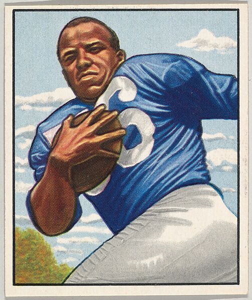 Card Number 123, Claude Young, Halfback, New York Yanks, from the Bowman Football series (R407-2) issued by Bowman Gum, Issued by Bowman Gum Company, Commercial color lithograph 