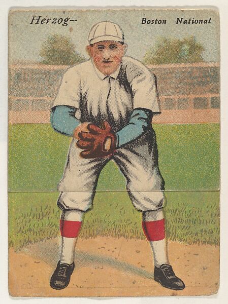 Herzog, Boston, National League, from the Mecca Double Folder series (T201), Issued by Mecca Cigarettes (American), Commercial color lithograph 