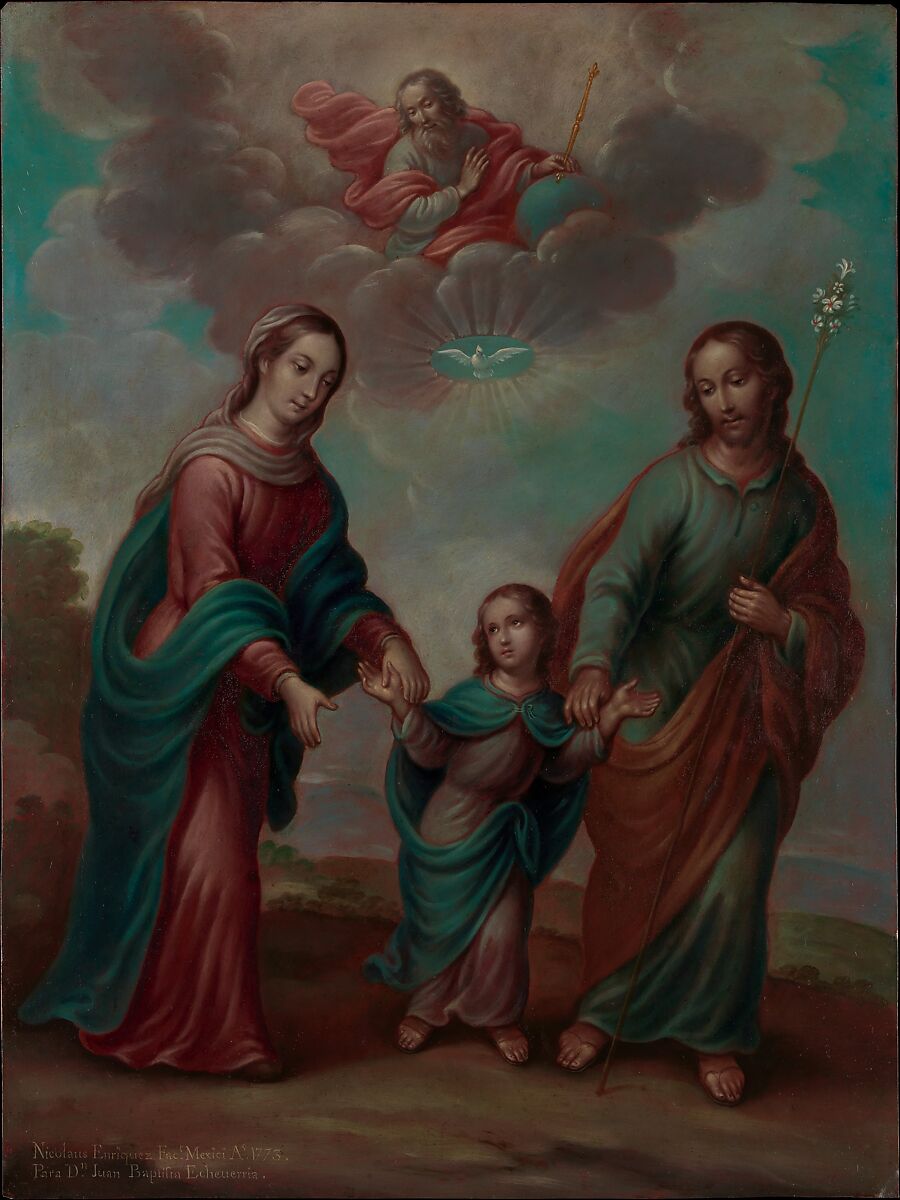 The Return of the Holy Family from Egypt, Nicolás Enríquez (Mexican, 1704–1790), Oil on copper, Mexican 